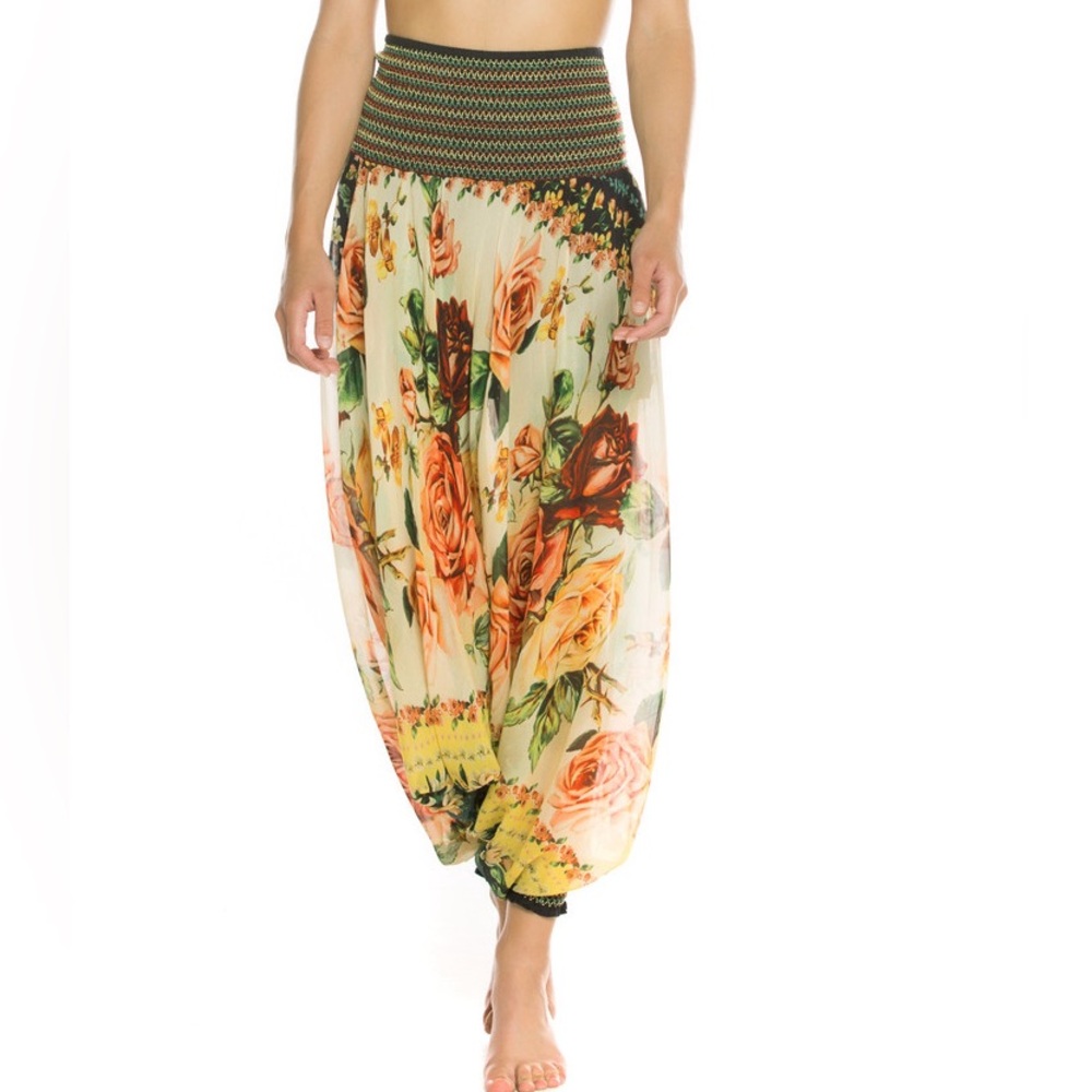 NWT AGUA BENDITA Coord matching Provence rose set crop top harem pants M - Picture 3 of 14
